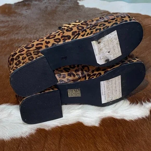 JEFFREY CAMPBELL Student Loafers Calf Hair Platform Leopard Cheetah Shoes 7.5 - Picture 6 of 10